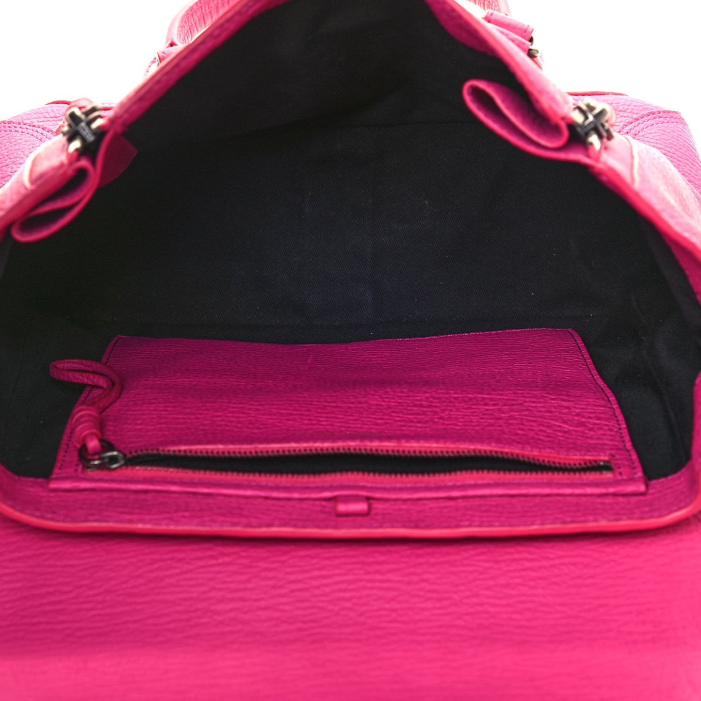 Textured Calfskin Medium Pashli Satchel Bright Fuchsia