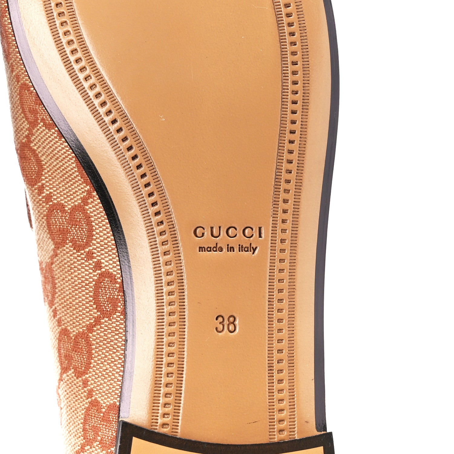 Gucci Canvas GG Monogram Horsebit Womens Jordaan Loafers 38 Beige Ruggine Rust 6 of 9