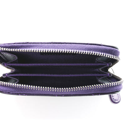 Chanel Metallic Lambskin Quilted Zip Around Coin Purse Wallet Dark Purple 4 of 12