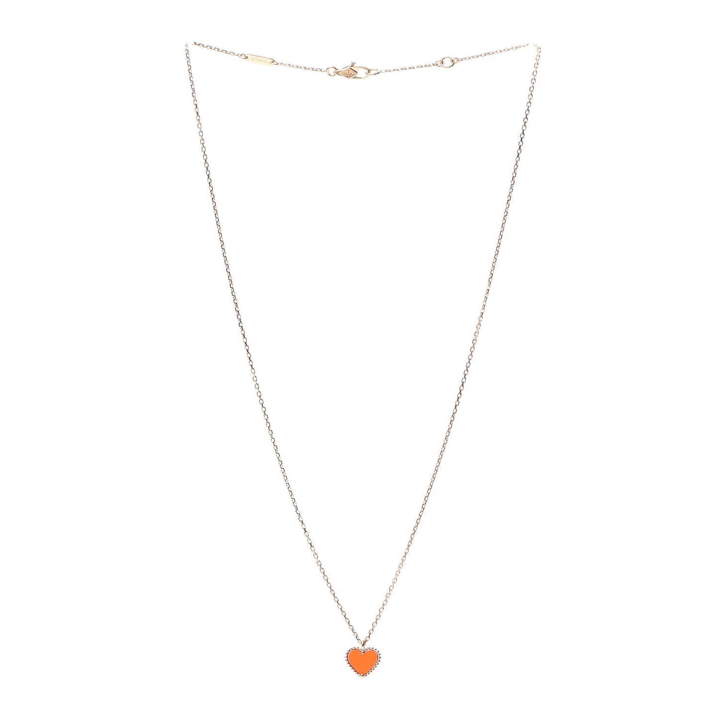 18K Rose Gold Carnelian Sweet Alhambra Heart Pendant Necklace