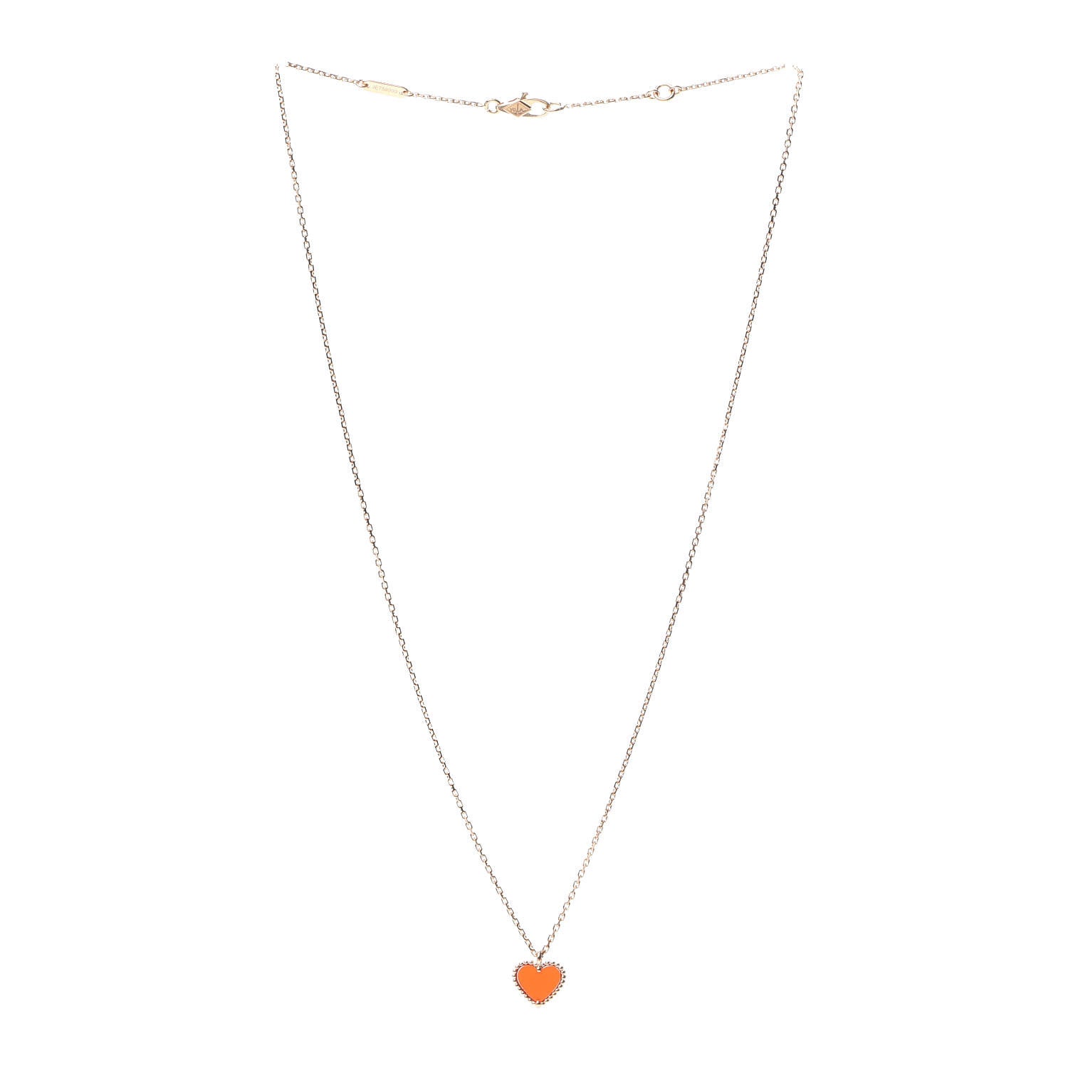 Van Cleef & Arpels 18K Rose Gold Carnelian Sweet Alhambra Heart Pendant Necklace 3 of 7
