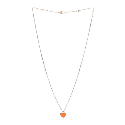 Van Cleef & Arpels 18K Rose Gold Carnelian Sweet Alhambra Heart Pendant Necklace 3 of 7