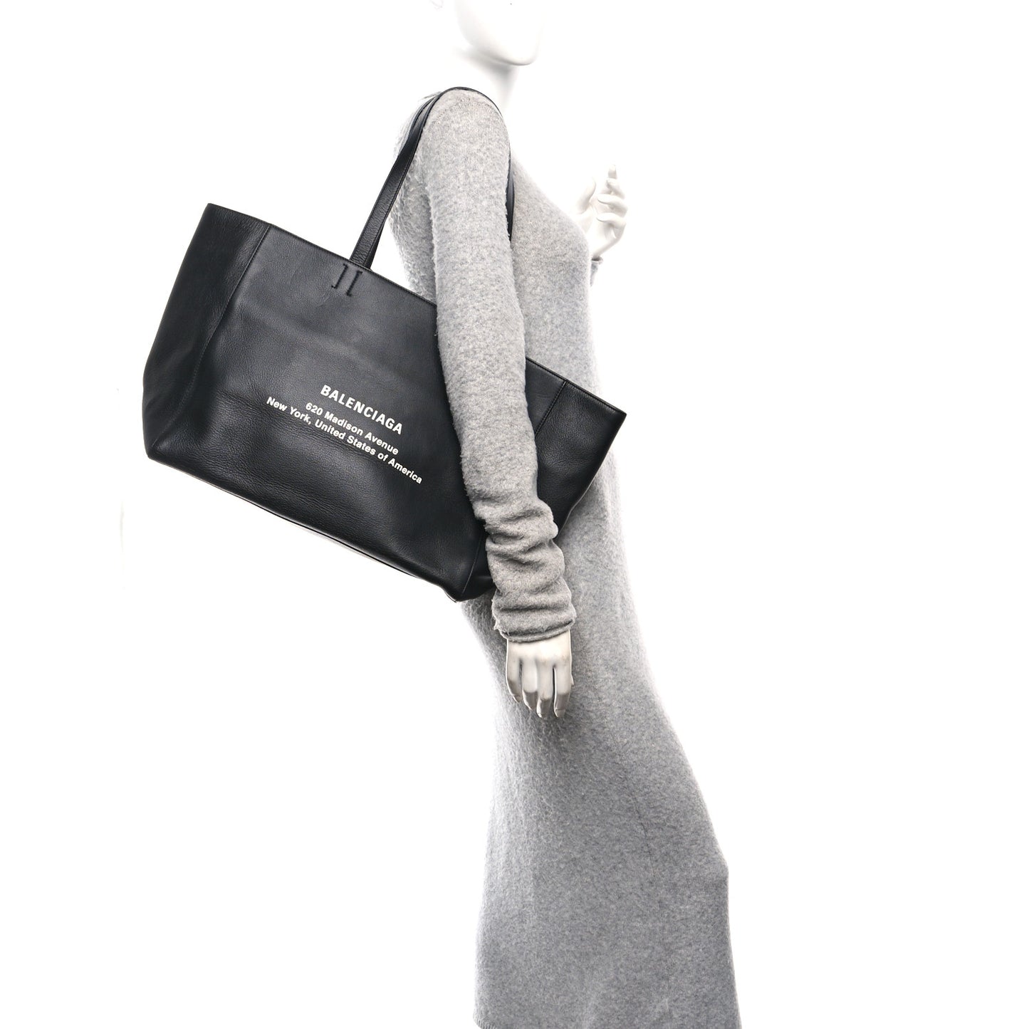Smooth Calfskin Everyday East West Tote Bag Grey Black White