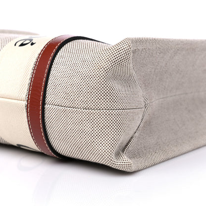 Chloe Cotton Calfskin Medium Woody Ribbon Tote White Brown 8 of 9