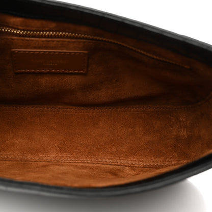 Saint Laurent Calfskin Crocodile Embossed LE 5 A 7 Hobo Black 6 of 9