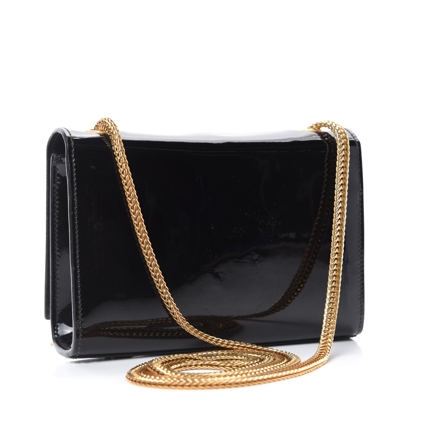 Patent Small Classic Monogram Kate Tassel Satchel Black