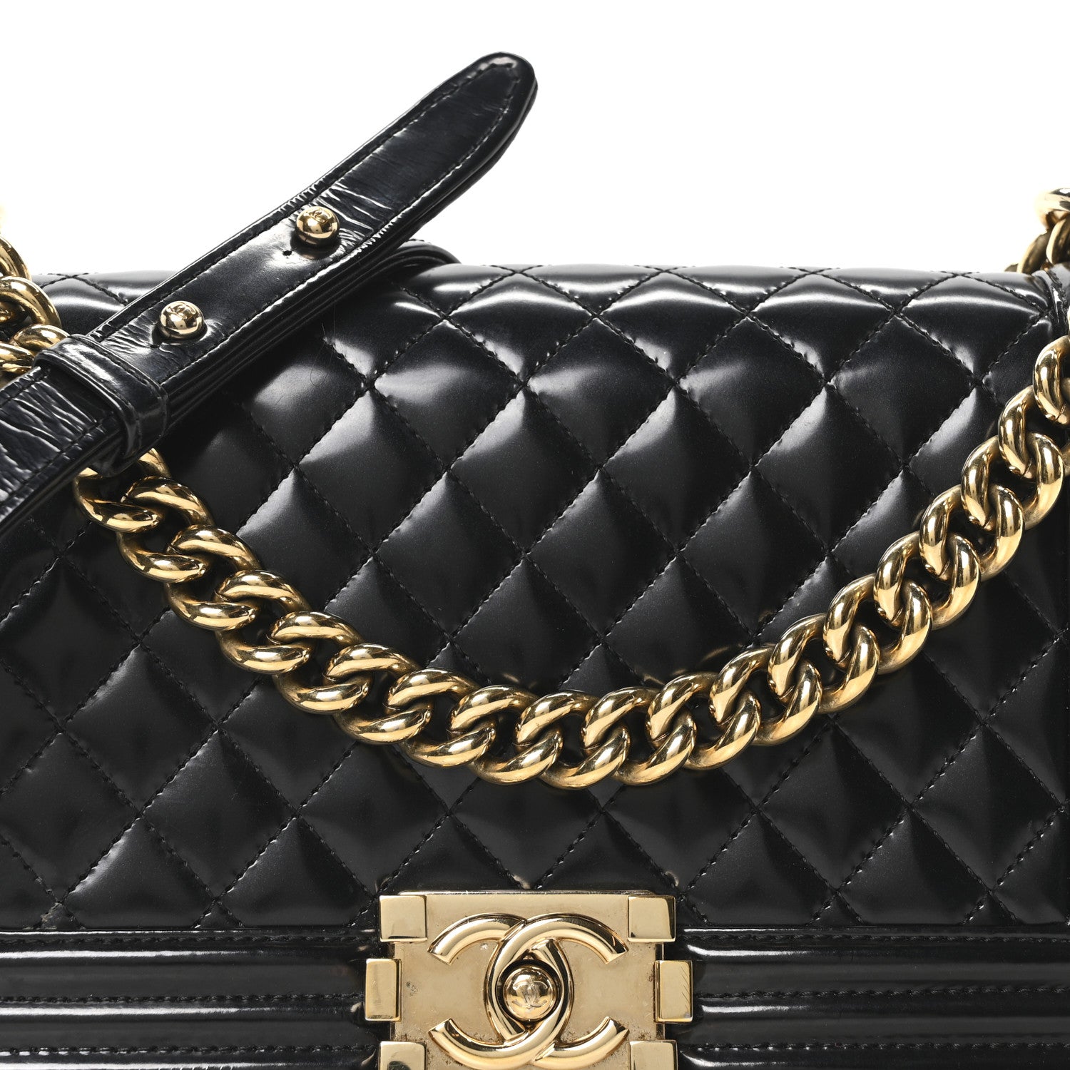 Chanel Iridescent Glazed Calfskin Quilted Medium Boy Flap Black 7 of 9