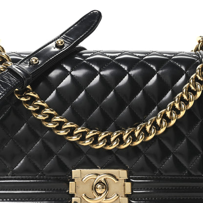 Chanel Iridescent Glazed Calfskin Quilted Medium Boy Flap Black 7 of 9