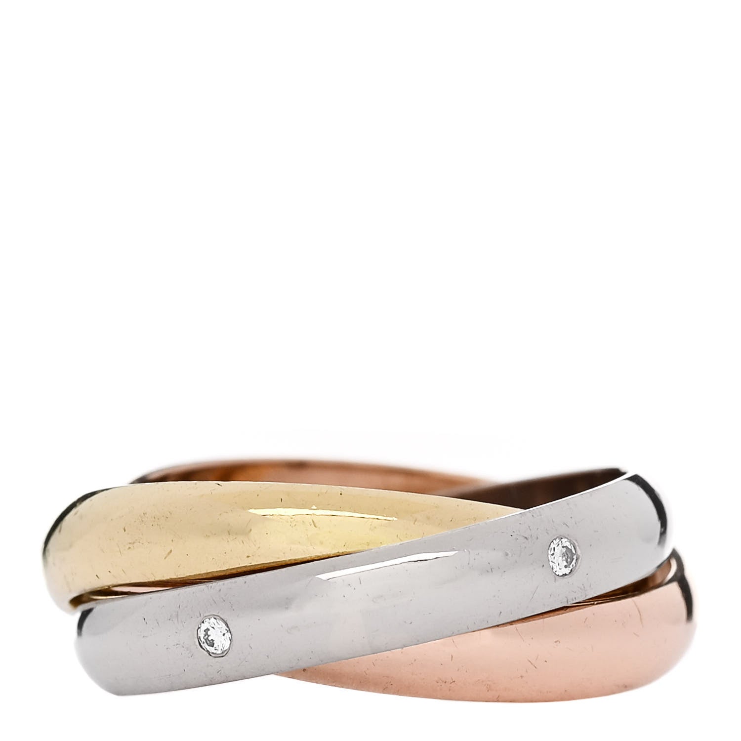 Cartier 18K Pink Yellow White Gold Diamond Trinity Ring 54 7 3 of 4