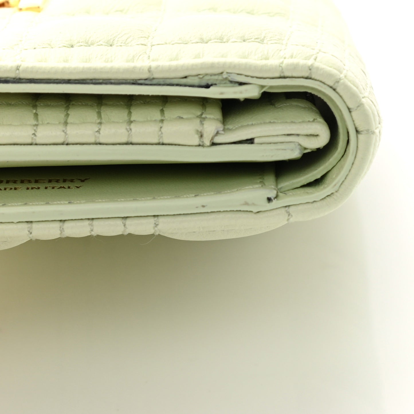 Lambskin Quilted Small Lola Folding Wallet Pistachio