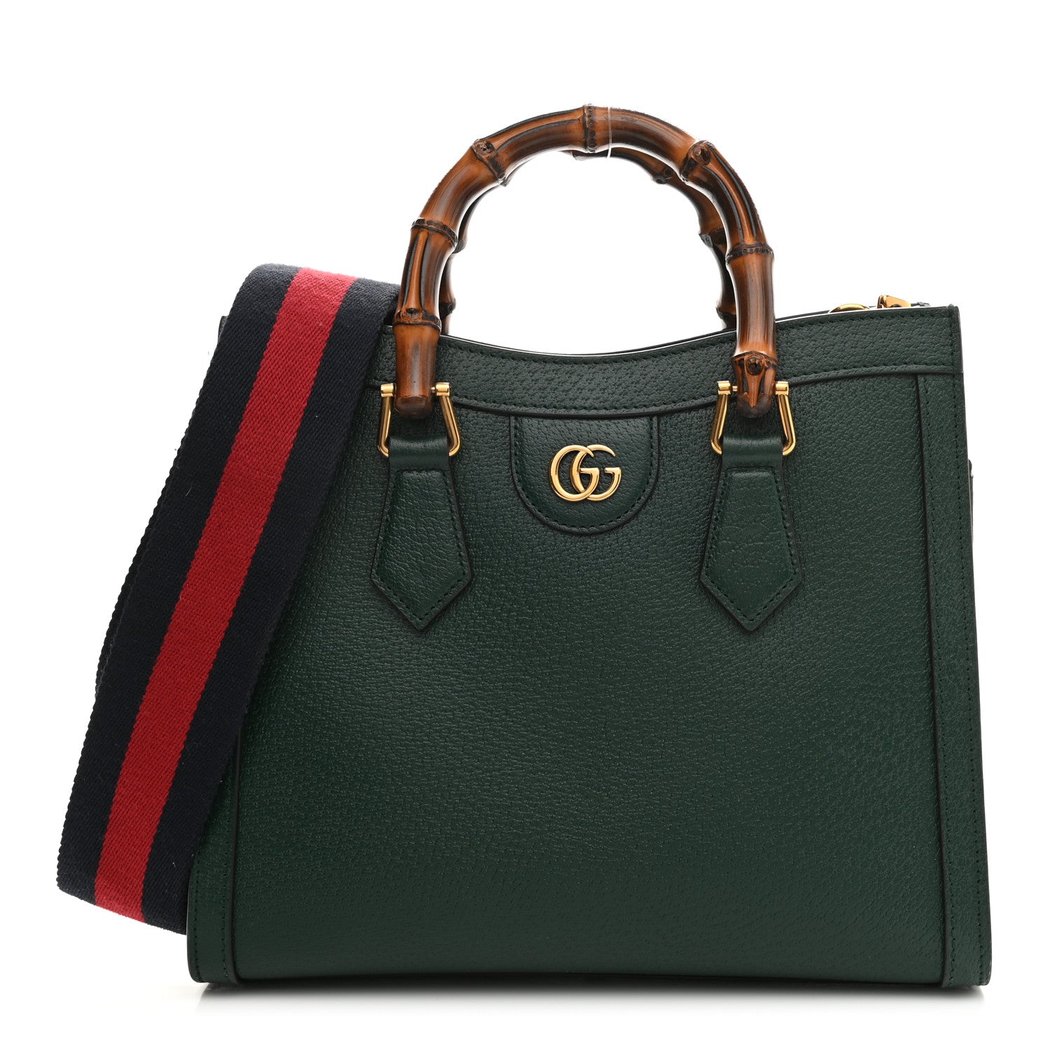 Gucci Textured Dollar Calfskin Web Small Diana Tote Bag Green 1 of 12