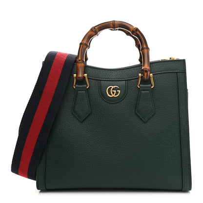 Gucci Textured Dollar Calfskin Web Small Diana Tote Bag Green 1 of 12