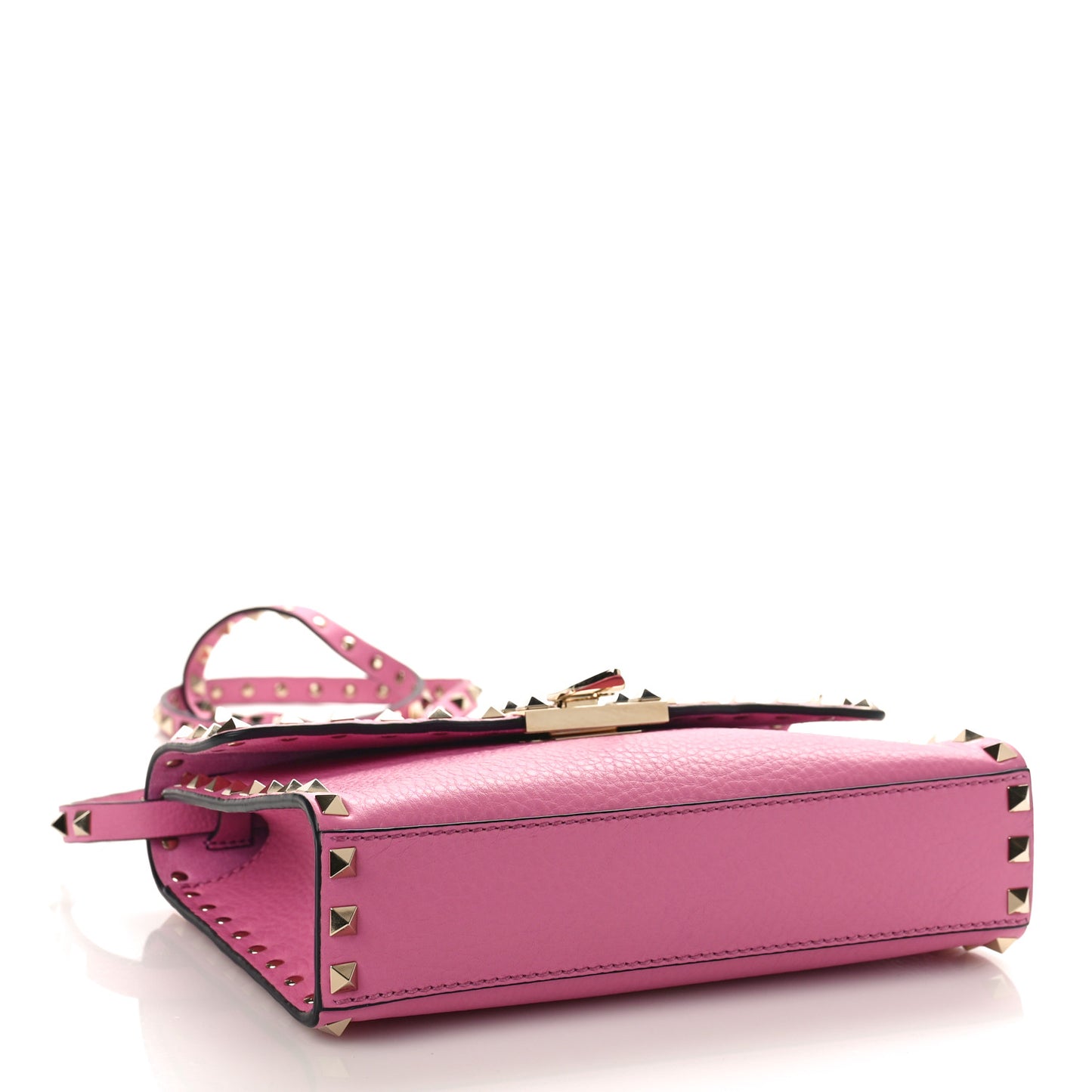 Pebbled Calfskin Medium Rockstud Flip Lock Crossbody Bag Dawn Pink
