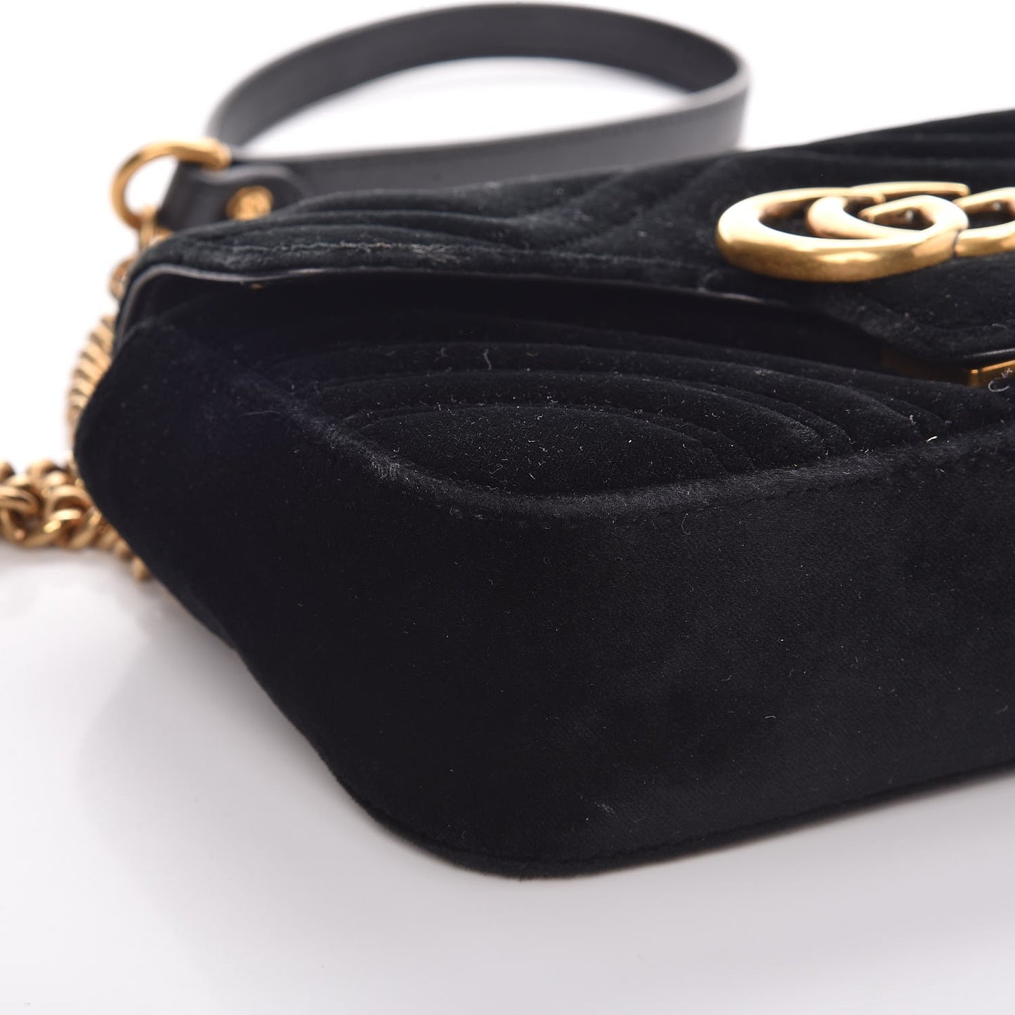 Velvet Matelasse Mini GG Marmont Shoulder Bag Black