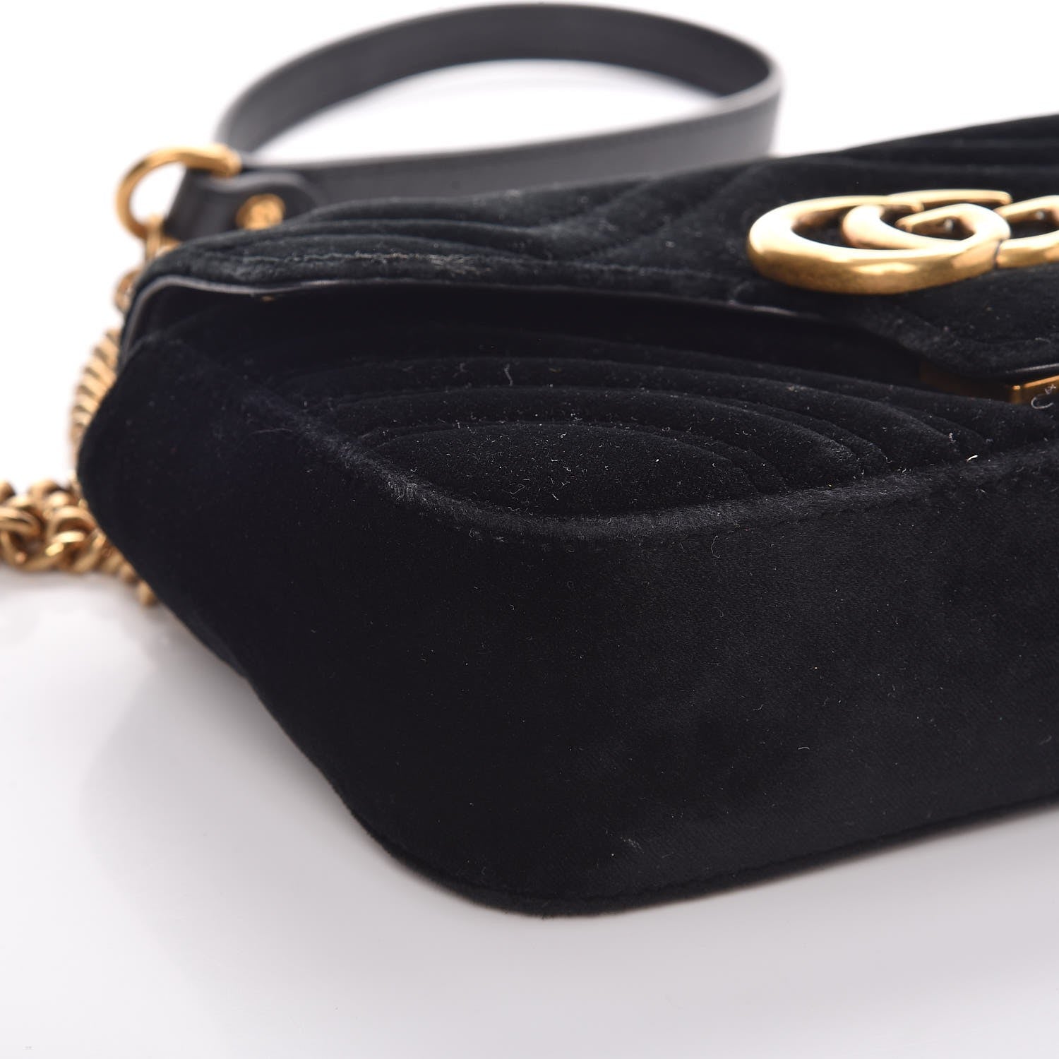 Gucci Velvet Matelasse Mini GG Marmont Shoulder Bag Black 14 of 15