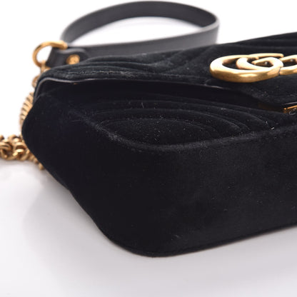 Gucci Velvet Matelasse Mini GG Marmont Shoulder Bag Black 14 of 15