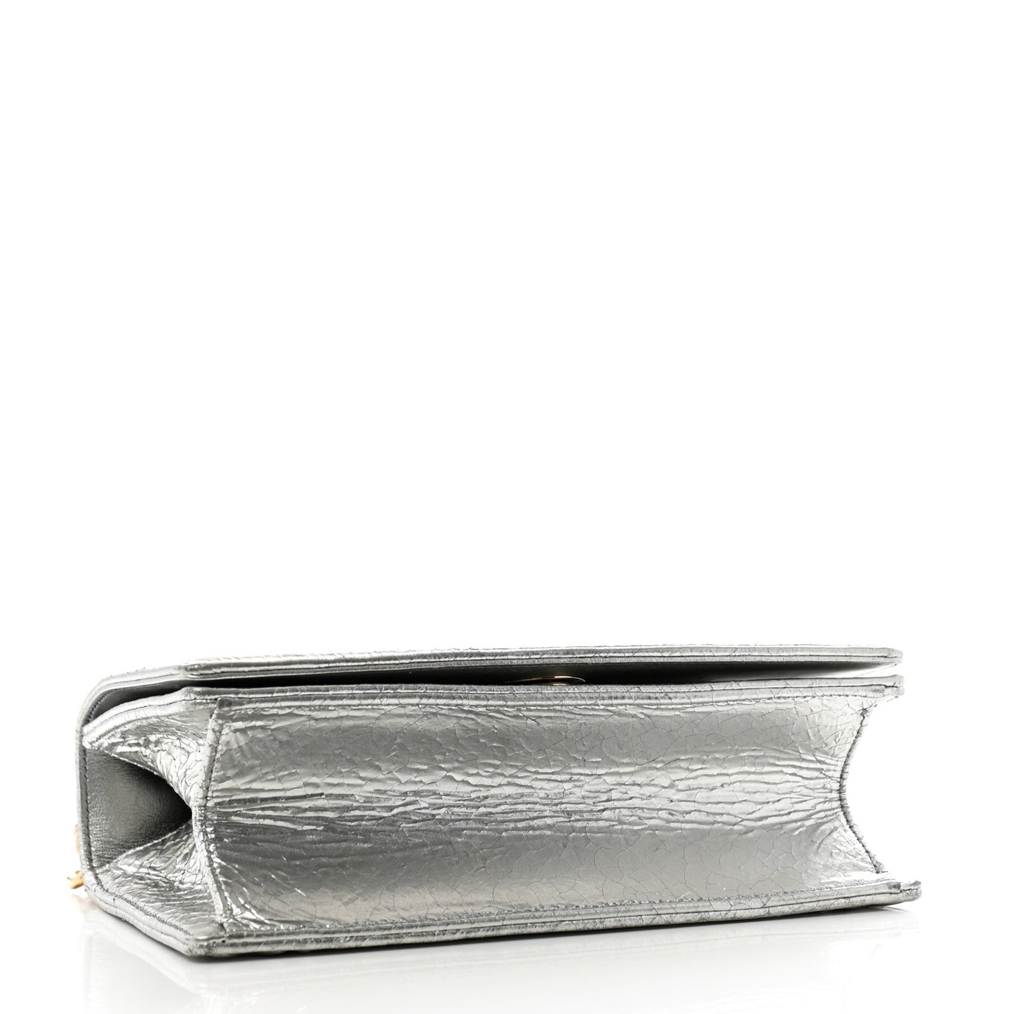 Metallic Ceramic Effect Deerskin Small Diorama Flap Bag Silver
