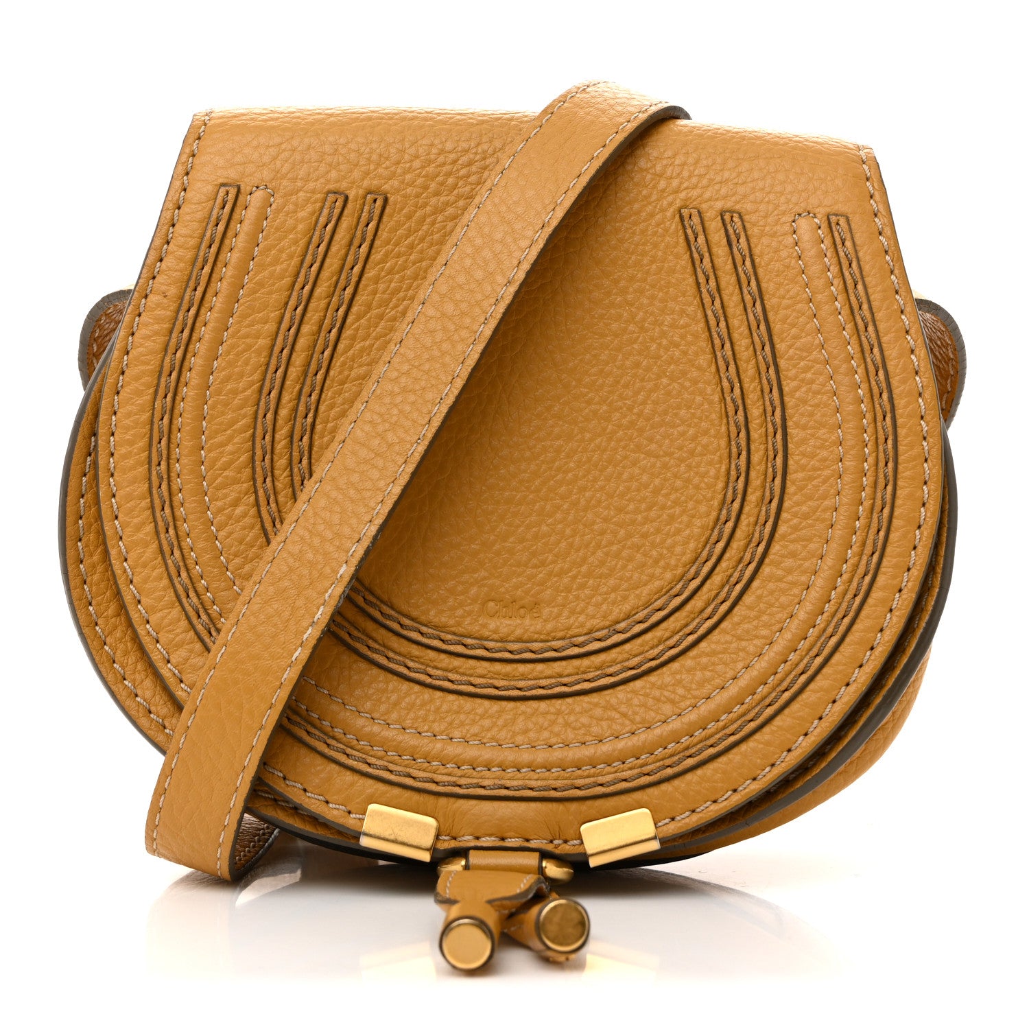 Chloe Calfskin Mini Marcie Round Crossbody Bag Dusty Yellow 1 of 11
