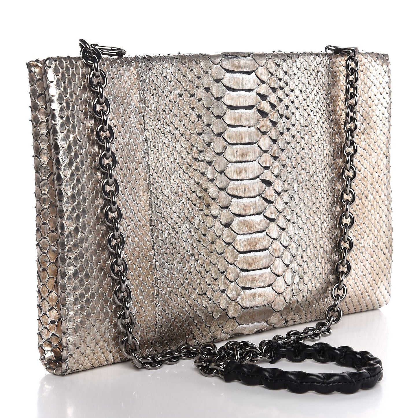 Python Chain Clutch Silver