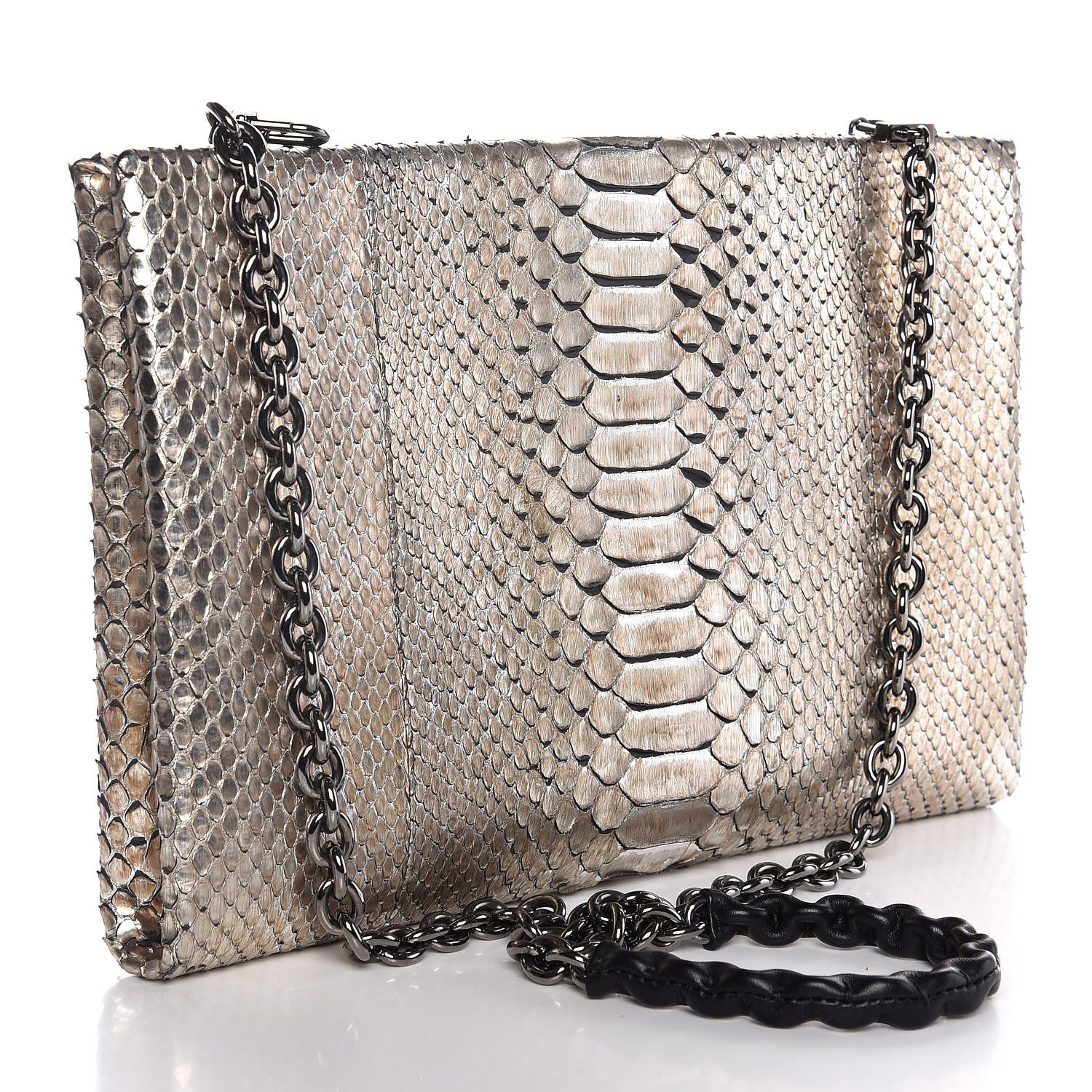 Tom Ford Python Chain Clutch Silver 3 of 7