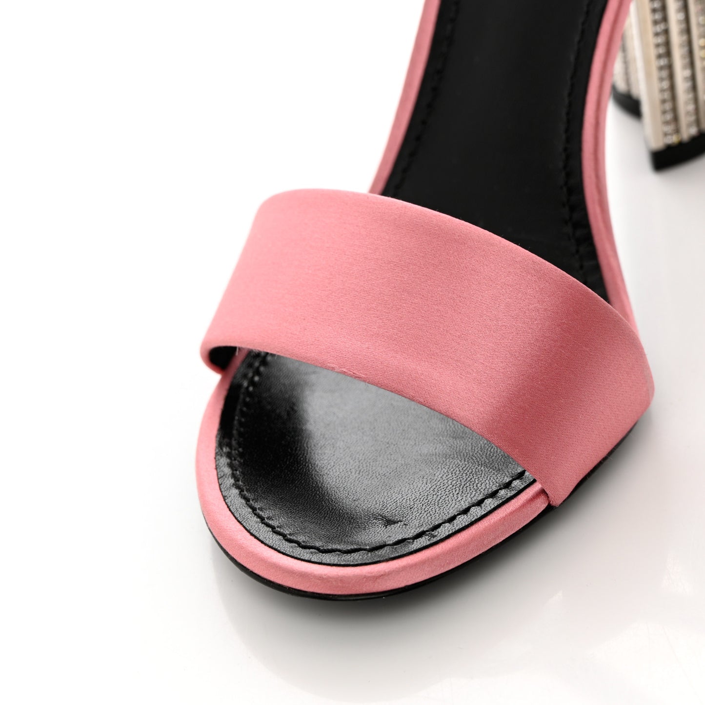 Satin Crystal Silhouette Sandals 39 Pink