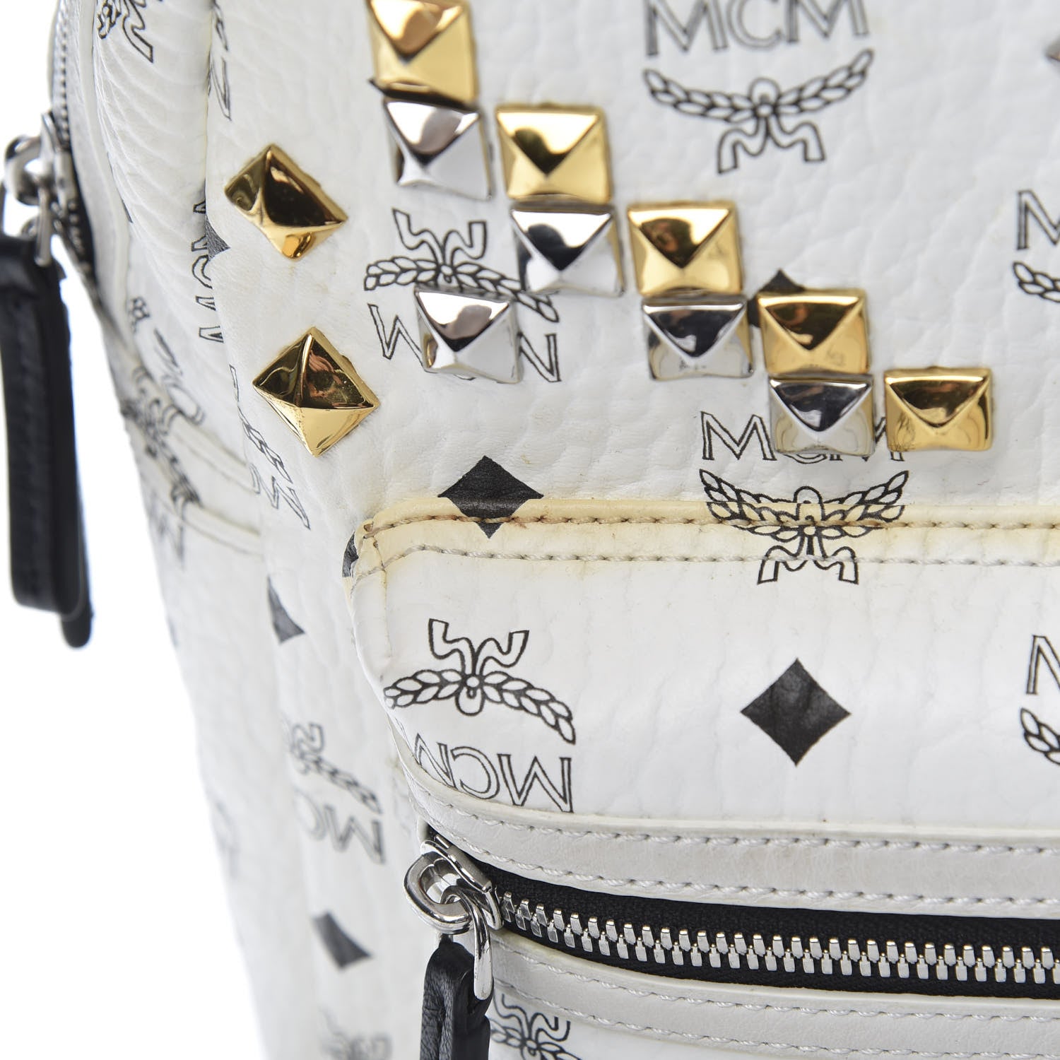 MCM Visetos Studded Small Stark M Backpack White 13 of 16