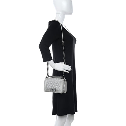 Chanel Metallic Lambskin Quilted Small Boy Flap Silver 2 of 13