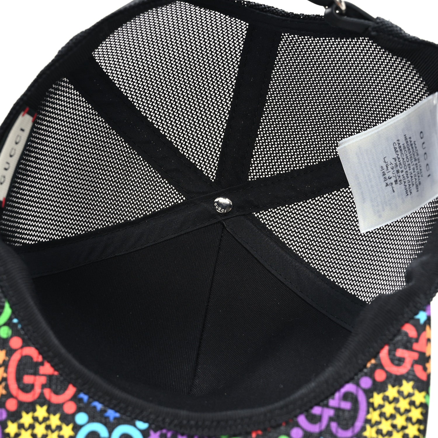 Gucci GG Supreme Monogram Psychedelic Baseball Hat L 59 Black 6 of 8