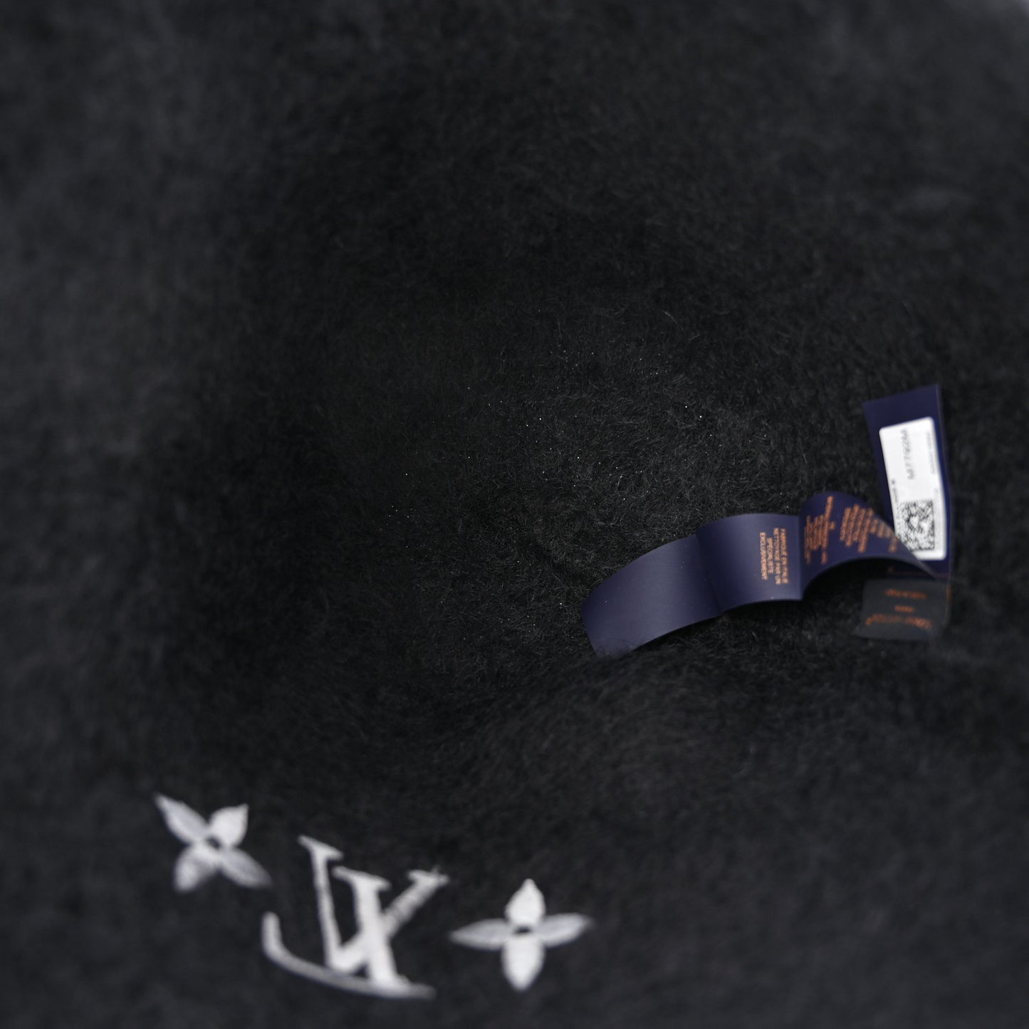 Mohair Wool LV Fluffy Hat Black
