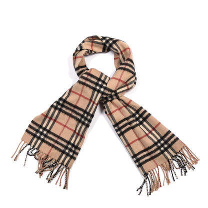Burberry Lambswool Check Fringe Scarf Camel 1 of 4