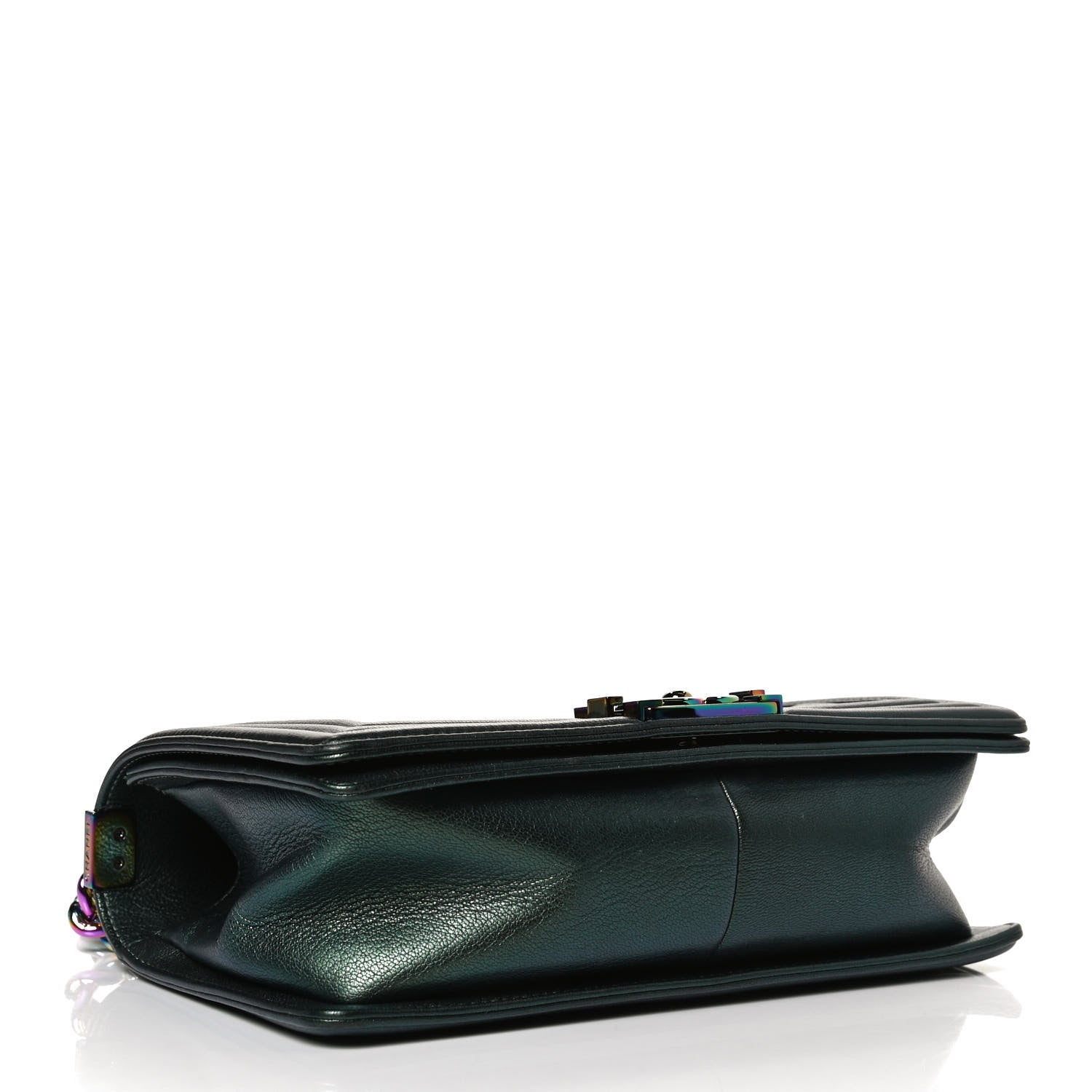 Chanel Iridescent Goatskin Quilted Medium Boy Flap Green 3 of 9