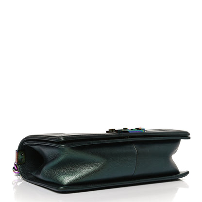 Chanel Iridescent Goatskin Quilted Medium Boy Flap Green 3 of 9
