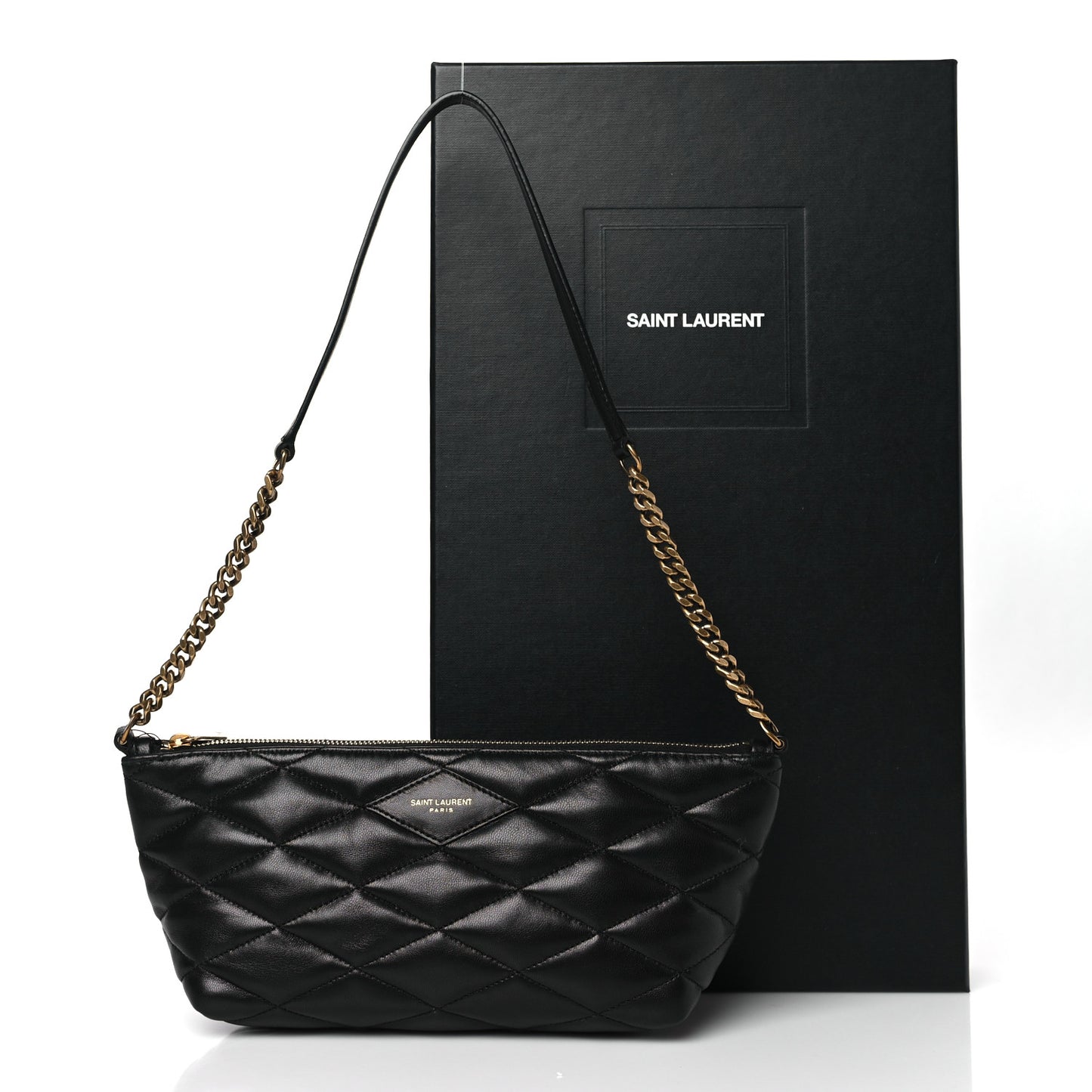 Lambskin Quilted Gaby Zipped Shoulder Bag Black