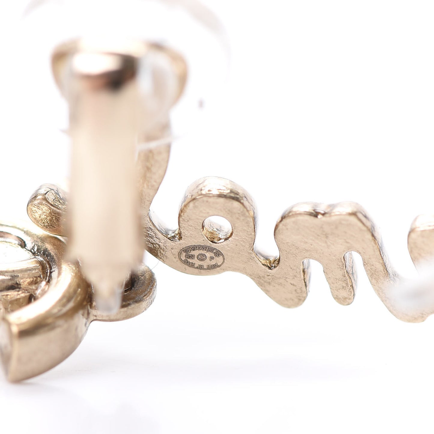 Metal CC Turnlock Climber Clip On Earrings Gold