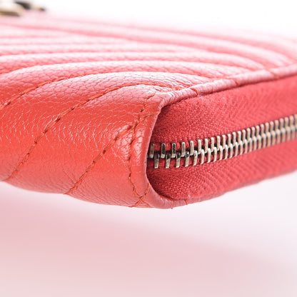 Chanel Shiny Goatskin Diagonal Quilted Small Zip Around Wallet Red 11 of 13