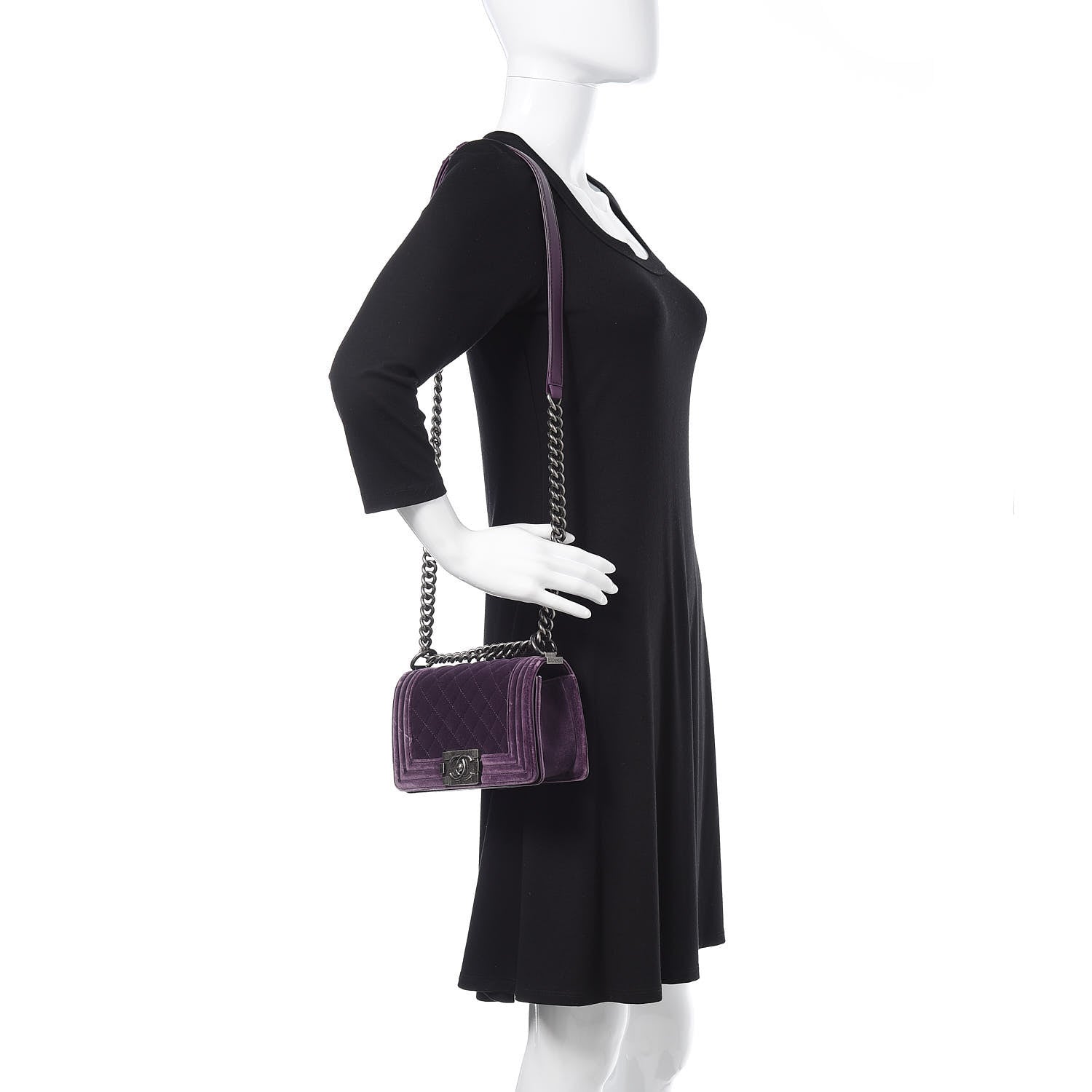 Chanel Velvet Quilted Small Boy Flap Purple 2 of 12