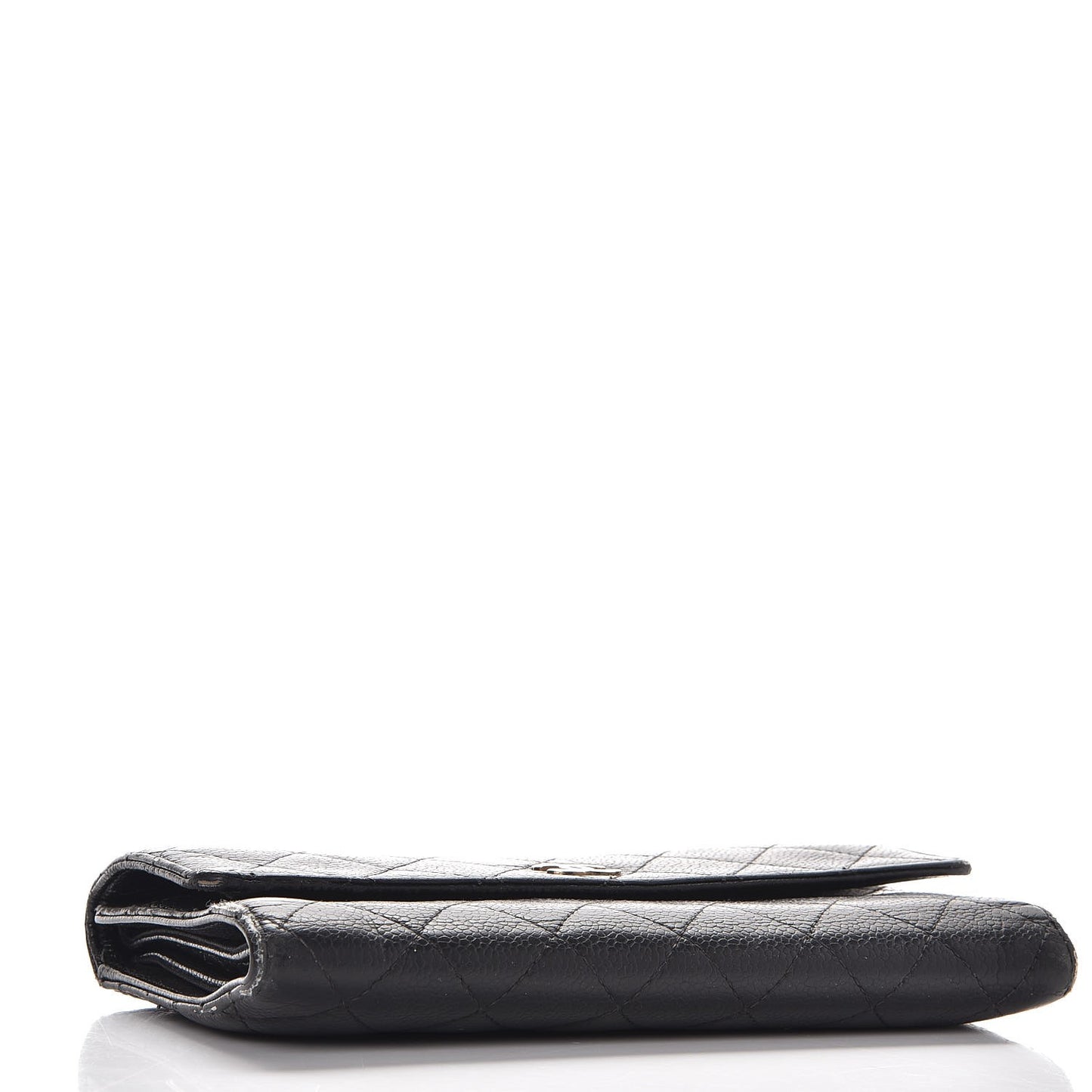 Caviar Quilted Large Flap Wallet Black