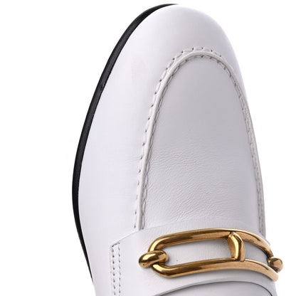 Hermes Calfskin Womens Colette Loafers 37.5 White 9 of 11