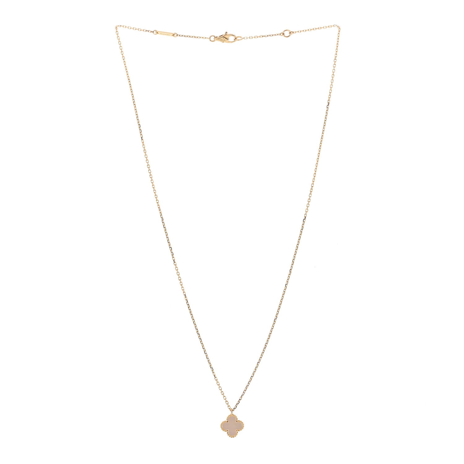Van Cleef & Arpels 18K Yellow Gold Mother of Pearl Sweet Alhambra Pendant Necklace 3 of 6