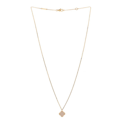 Van Cleef & Arpels 18K Yellow Gold Mother of Pearl Sweet Alhambra Pendant Necklace 3 of 6