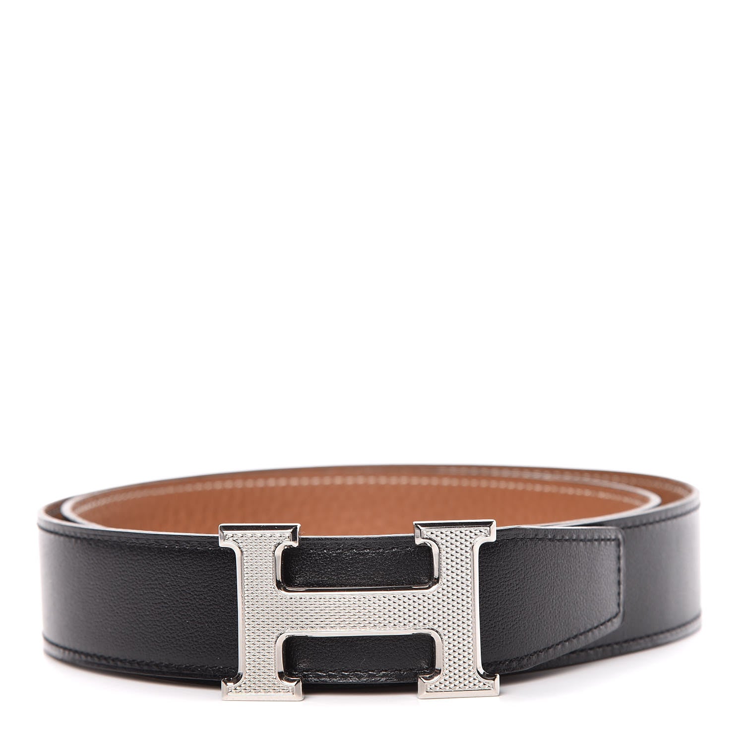 Hermes Swift Togo 32mm Guilloche H Belt 85 Black Gold 1 of 7