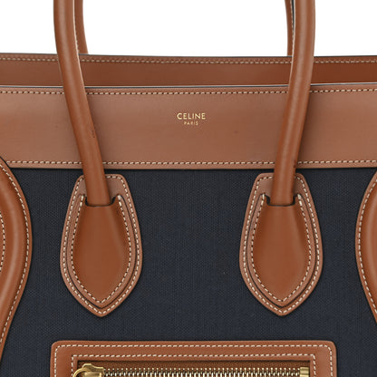 Celine Textile Smooth Calfskin Micro Luggage Navy Tan 8 of 16