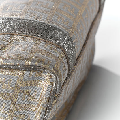 Fendi Metallic Jacquard Zucchino Mini Forever Boston Gold Silver 18 of 41