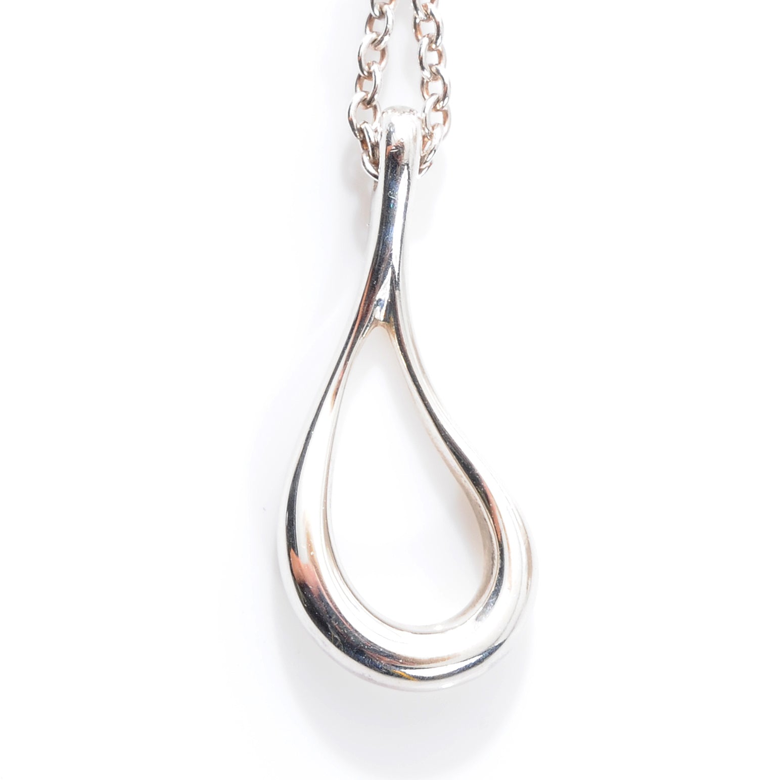 Tiffany Sterling Silver Elsa Peretti Open Tear Drop Pendant Necklace 3 of 5