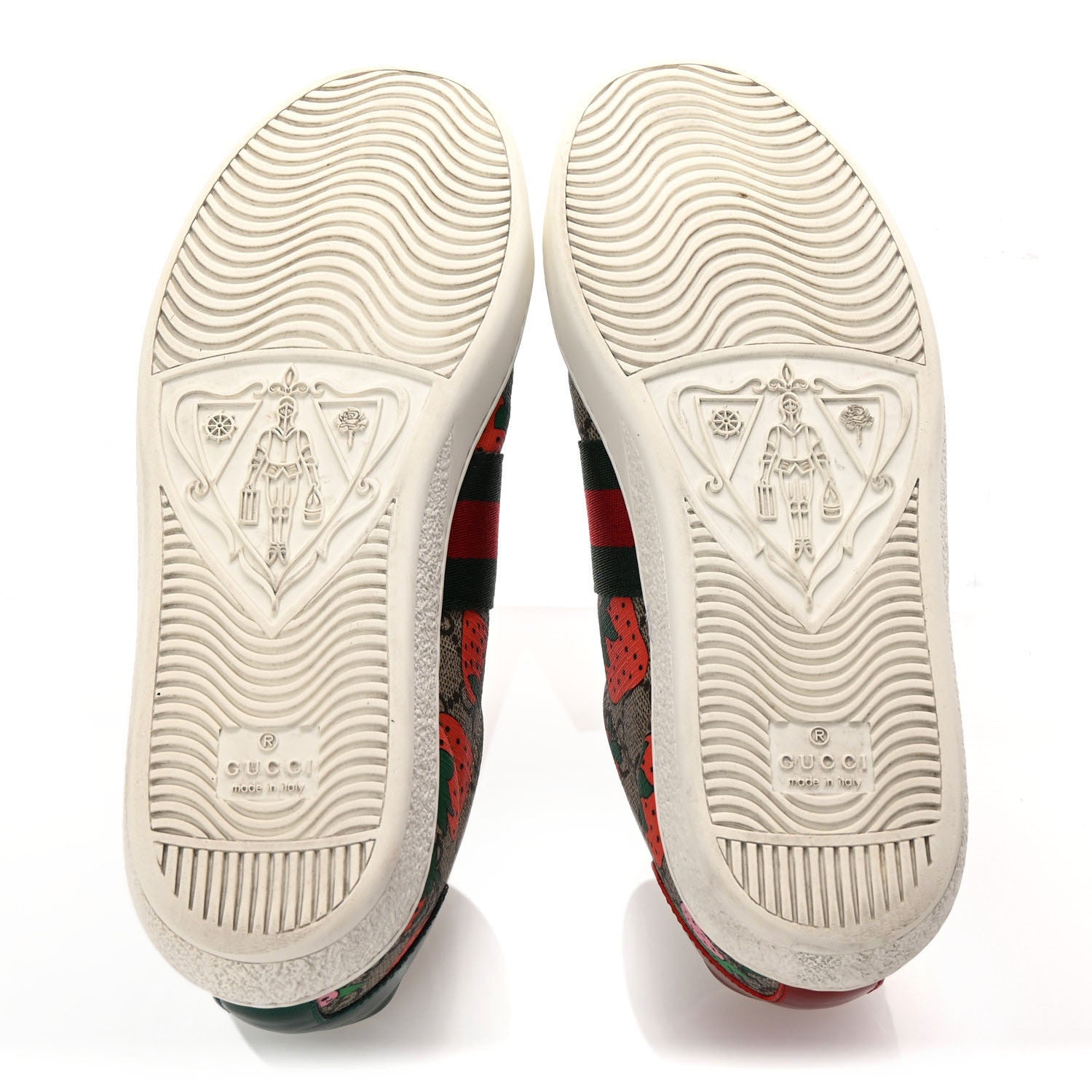 Gucci GG Supreme Monogram Strawberry Web Womens Ace Sneakers 37 Beige Multicolor Red Green 6 of 10