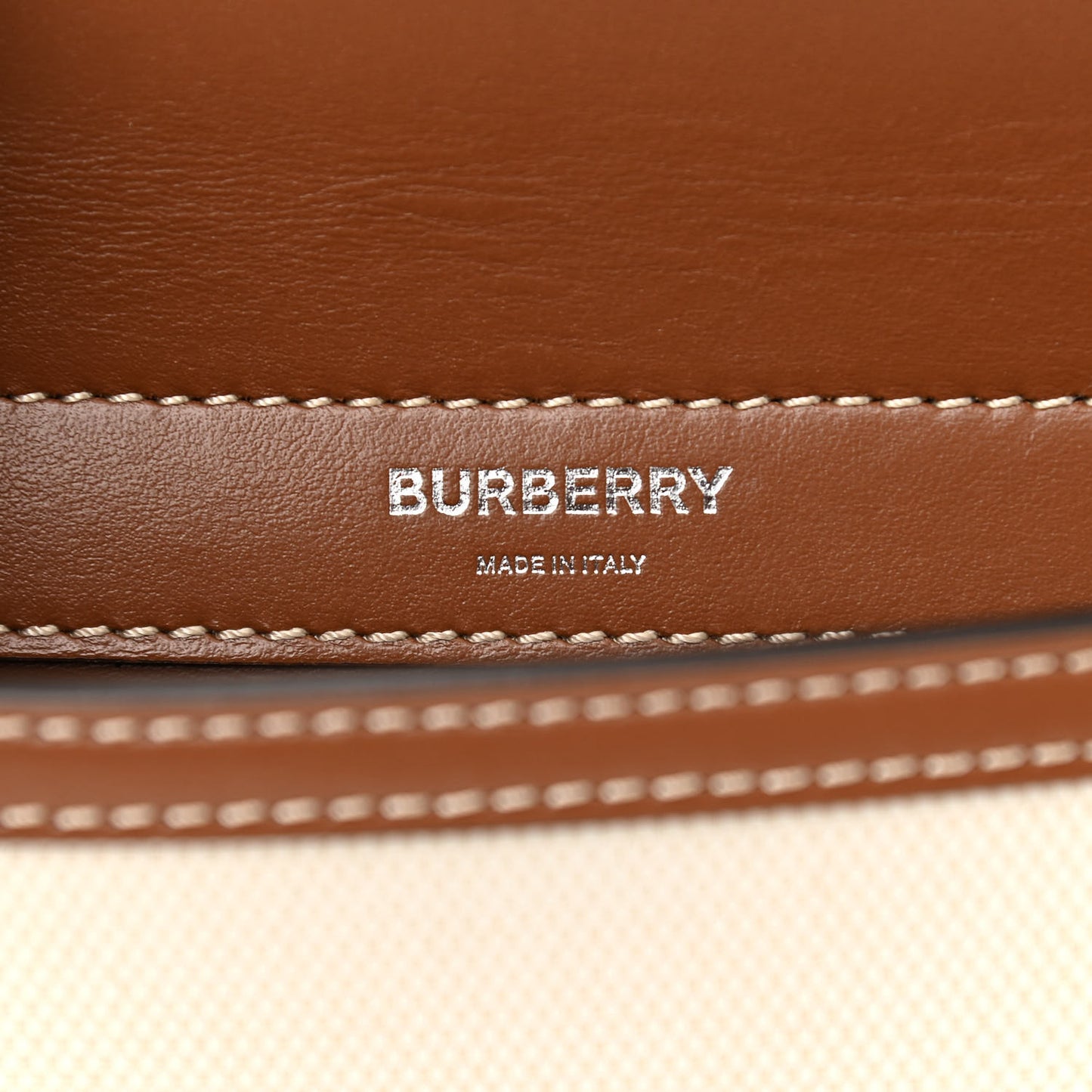 Smooth Calfskin Canvas Horseferry Print Mini Title Bag with Pocket Natural Malt Brown