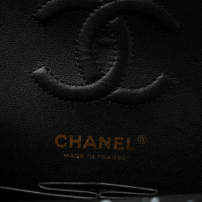 Chanel Calfskin Quilted Logo CC Printed Small Double Flap Black White 6 of 12