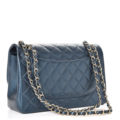 Chanel Iridescent Caviar Quilted Jumbo Double Flap Blue 4 of 9