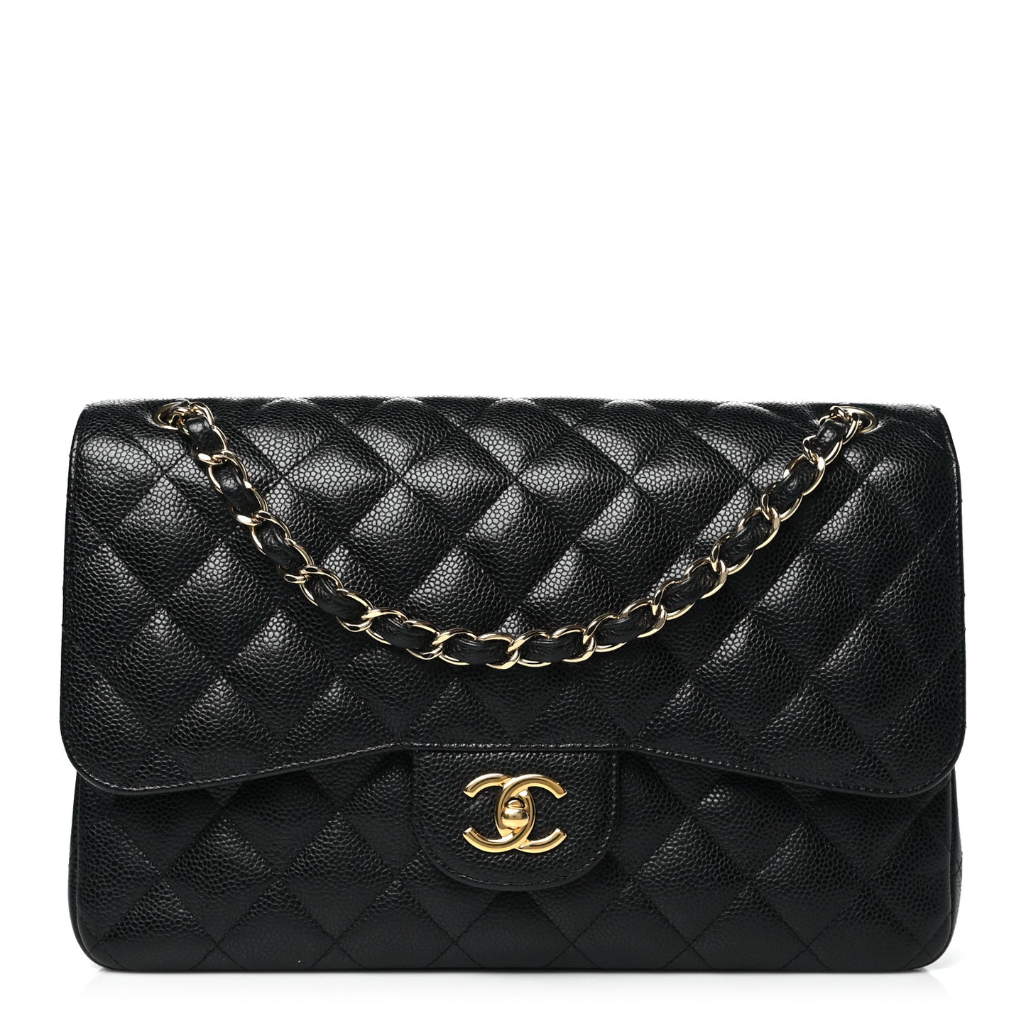 Caviar Quilted Jumbo Double Flap Black
