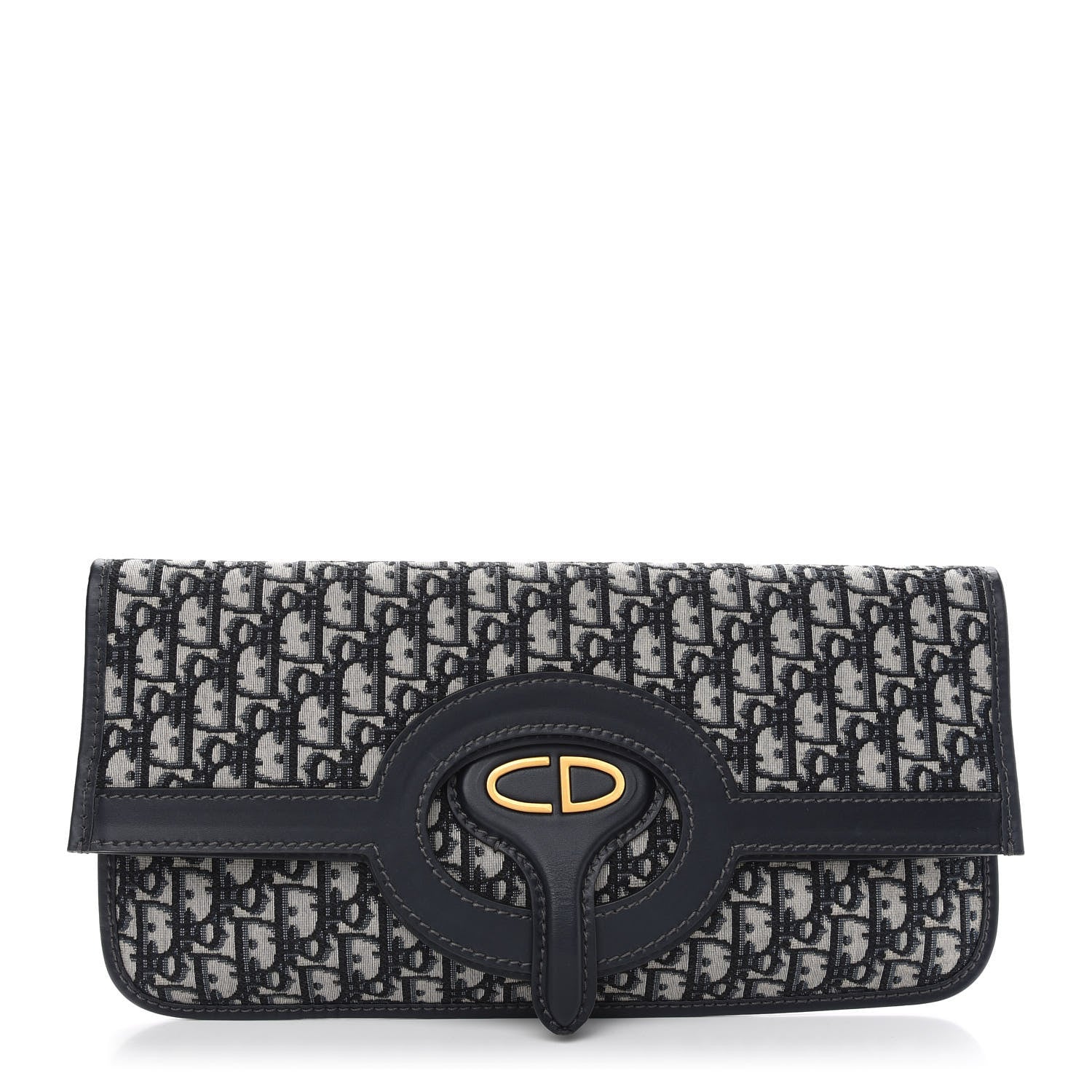 Christian Dior Oblique Fold Over Clutch Blue 1 of 10